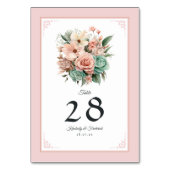 Stoffelijk Roos, Mint Groen, en Blush Bloemen Brui Kaart (Achterkant)