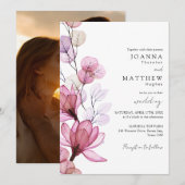 Stoffelijk Roos Transparant Bloemen Foto Bruiloft Kaart (Voorkant / Achterkant)