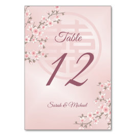 Stoffelijk roze kersenbloesem Chinees bruiloft Kaart