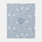 Stoffelijke blauwe boho veren bloemen paislies mon fleece deken (Voorkant)