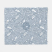 Stoffelijke blauwe boho veren bloemen paislies mon fleece deken (Voorkant (Horizontaal))