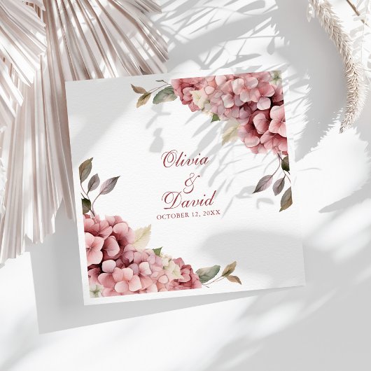 Stoffelijke Roze Hortensia Huwelijks Servetten