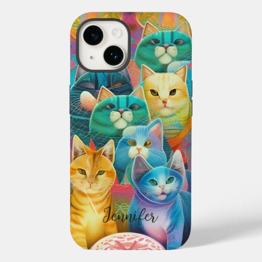 Stoffen kleurrijke katten Case-Mate iPhone case (Achterkant)