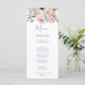 Stoffen Roos Bloemen Dinner Menu Kaart (Staand voorkant)