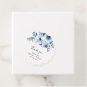 stofferig blauwe bloem bruiloft feest bedankjes labels (In situ)