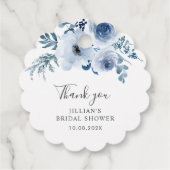 stofferig blauwe bloem bruiloft feest bedankjes labels (Achterkant)