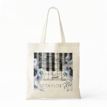 stofferige blauwe waterverf bloemen piano