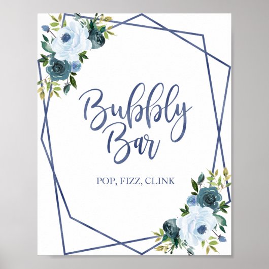 Stoffig Blau Bloemenschildering met Waterverf Borr Poster (Voorkant)