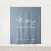Stoffig blau eenvoudig elegante script bruiloft ac wandkleed (Voorkant)