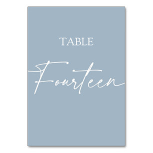 Stoffig blau minimalistisch elegante tafel veertie kaart