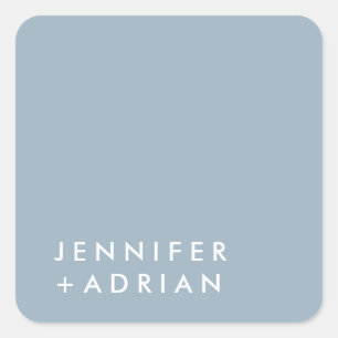 Stoffig Blau Moderne Minimalistische Aangepaste Na Vierkante Sticker