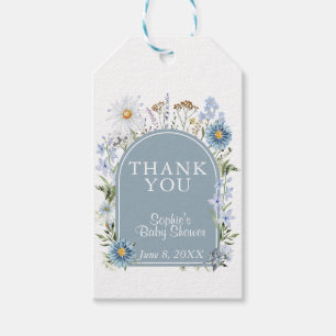 Stoffig Blau Theepartij Baby In Bloei Baby Borrel Cadeaulabel