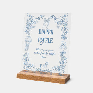 Stoffig Blauw Bloemen Baby shower Luier Acryl Bord