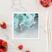 Stoffig Blauw Bloemen Bruiloft Luxe Servet (Insitu)