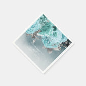 Stoffig Blauw Bloemen Bruiloft Luxe Servet (Hoek)