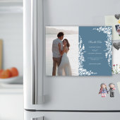 Stoffig Blauw Bloemen Bruiloft Save The Date Magnetische Uitnodiging