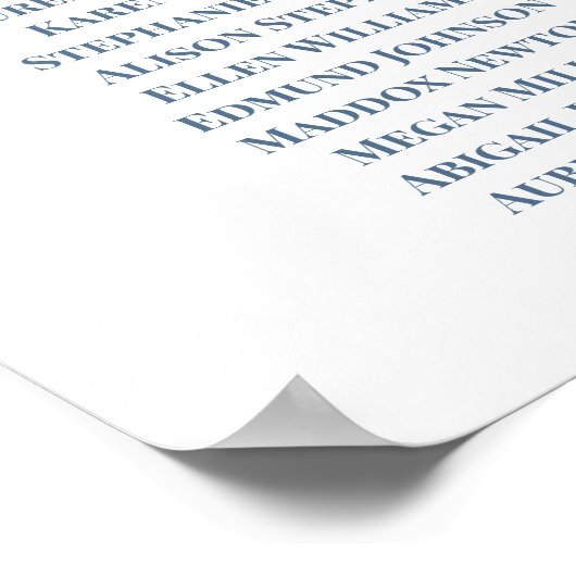 Stoffig Blauw Bloemen Bruiloft Zitbord Poster (Hoek)