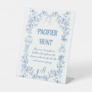 Stoffig Blauw  Bloemen Douche Fopspeen Hunt Reclamebord Met Voetstuk