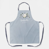 Stoffig blauw bloemen gepersonaliseerd bruidsmeisj schort (Voorkant)