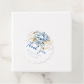 Stoffig Blauw Bloemen Goud Bruiloft Bedankjes Labels (In situ)