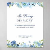 Stoffig Blauw Bloemen In Liefdevolle Herinnering T Poster (Voorkant)