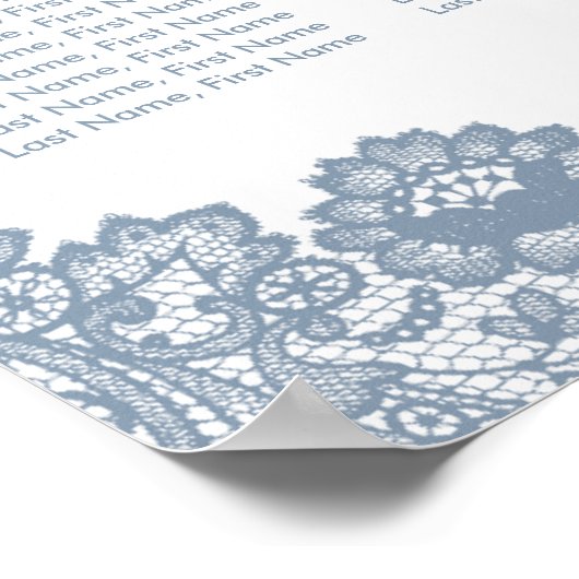 Stoffig Blauw Bloemen Kant Trouwstoel Grafiek 12 Poster (Hoek)