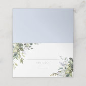 Stoffig Blauw Bloemen Place Card (Buitenkant ongevouwen)