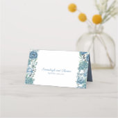 Stoffig Blauw Bloemen Succulenten Bruiloft (Achterkant)