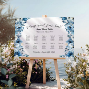 Stoffig Blauw Bloemen Trouwstoel Grafiek Sjabloon Canvas Afdruk