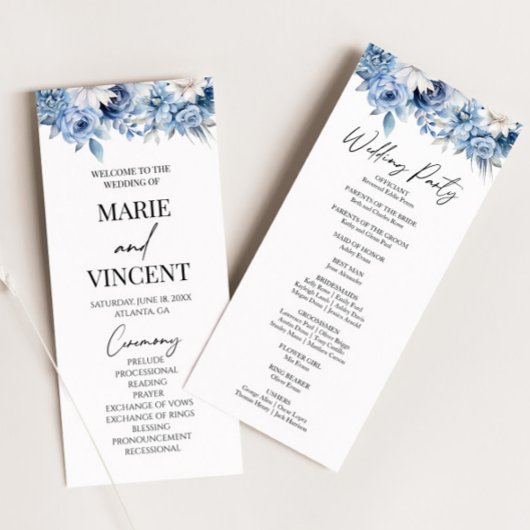 Stoffig Blauw Bloemen Tuin Trouwen Programma