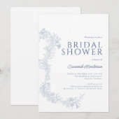  Stoffig Blauw Bloemen Vrijgezellenfeest Kaart (Voorkant / Achterkant)