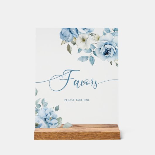 Stoffig blauw bloemenbruids Favorieten Acryl Bord (Voorkant)