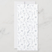 Stoffig blauw bloemenklassiek boho weddingmenu (Achterkant)