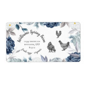 stoffig blauw bloemenrustiek script eend Ei Karton Etiket (Voorkant)