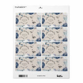 stoffig blauw bloemenrustiek script eend Ei Karton Etiket (Full Sheet)