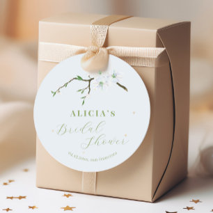 Stoffig blauw bloemig sierlijk lente vrijgezellenf ronde sticker