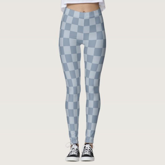 Stoffig blauw dambord leggings (Voorkant)