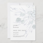 Stoffig Blauw Elegant Bloemen Bruiloft Save The Da Save The Date (Voorkant)