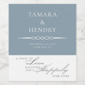 Stoffig Blauw Elegant Bruiloft Toast Wijn Etiket (Enkel label)