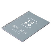Stoffig blauw elegant modern je logo script notitieboek (Linkerzijde)