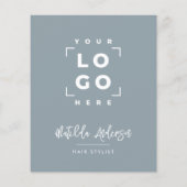 Stoffig blauw elegante moderne girly prijs QR code Flyer (Achterkant)