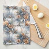 Stoffig blauw en rustiek Sinaasappel herfst pompoe Theedoek (Quarter Fold)