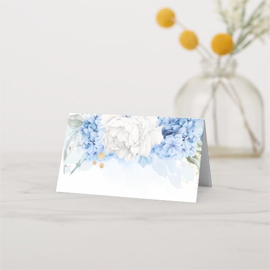 Stoffig Blauw en Wit Bloemen Bruiloft (Achterkant)