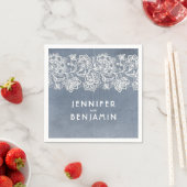 Stoffig Blauw en Wit Kant Elegant Servetten (Insitu)