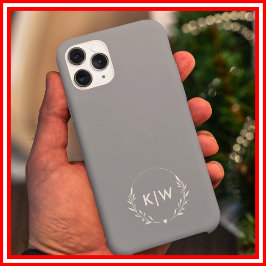 Stoffig blauw en wit | Monogram moderne Initialen iPhone 16 Pro Max Hoesje