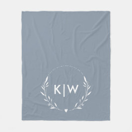 Stoffig blauw en wit | Monogram moderne Initialen Fleece Deken