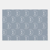 Stoffig blauw en wit | Monogram moderne Initialen Inpakpapier Vel (Voorkant 2)
