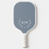 Stoffig blauw en wit | Monogram moderne Initialen Pickleball Paddle (Voorkant)