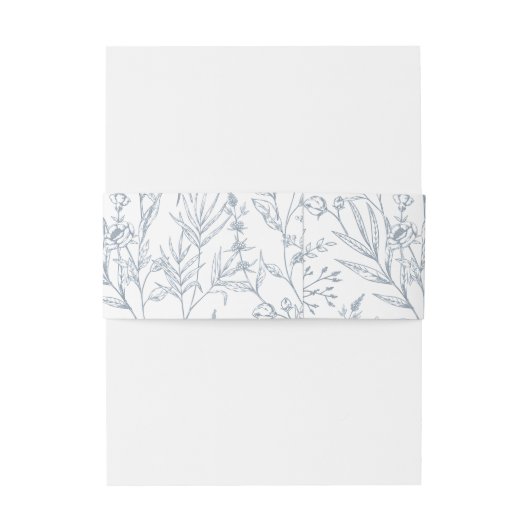 Stoffig blauw Frans bruiloft uitnodiging buik band Uitnodigingen Wikkel (Achterkant Voorbeeld)