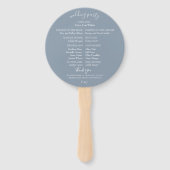 Stoffig Blauw Geel Botanisch Bruiloft Programma Handwaaier (Achterkant)